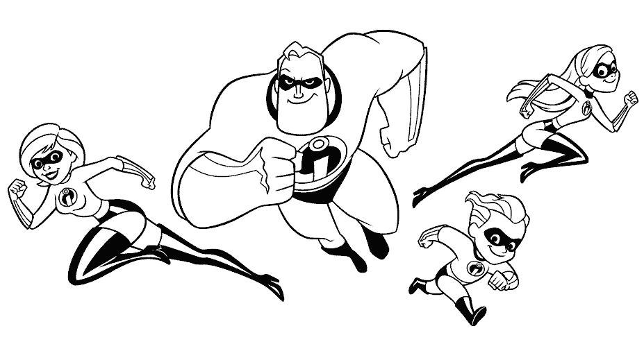 coloriage les indestructibles foncent